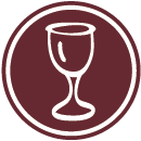 burgundy hospitality on call icon with text
